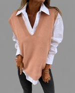 Dames Zachte Gebreide Vest – Tijdloze V-hals, Effen Kleur, Casual Damesmode voor Herfst en Winter