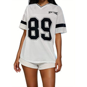 Dames Slim Fit T-shirt – Casual voor Dagelijks Gebruik, Met Varsity Print