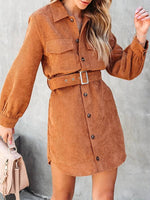 Gerdien | Mini-Jurk voor Dames – Tijdloze Elegantie met Corduroy Stof