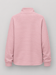 Dames Trui met Korte Rits - Geribbelde Ottoman Pullover