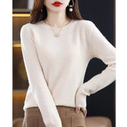 Dames Kasjmier Trui – Warm en Zacht, Effen Beige, Perfect voor Herfst en Winter