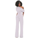 Eke | Dames Jumpsuit Effen Kleur – Comfortabele Wijde Pijpen en Moderne Schuine Kraag