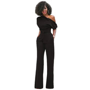 Eke | Dames Jumpsuit Effen Kleur – Comfortabele Wijde Pijpen en Moderne Schuine Kraag
