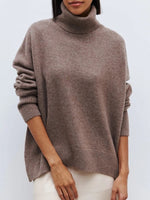 Dames Zacht Gebreide Coltrui – Hoge Hals, Casual Trui voor Herfst/Winter