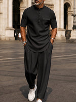 Heren Slim Fit Set – Casual, Geschikt voor Dagelijks Gebruik, Met Korte Mouwen