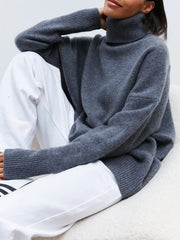 Dames Zacht Gebreide Coltrui – Hoge Hals, Casual Trui voor Herfst/Winter