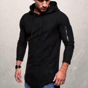 Heren Hoodie Slim Fit met Ritszakje op de Mouw