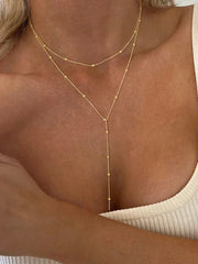 Y-halsketting | Gelaagde damesketting met 3 lagen en tijdloos design