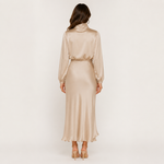 Dames Hoge Taille Midi Jurk – Effen, Casual, Geschikt voor Avondkleding
