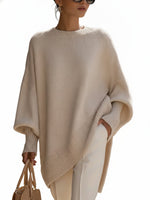 Dames Sweater Oversized met Vleermuismouwen en Ronde Hals