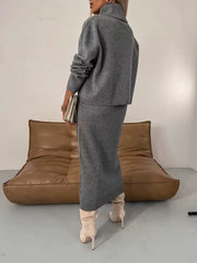 Eleanor Jurk Set | Dames midi-jurk met bijpassende coltrui voor herfst en winter