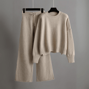 Hella Set | Dames Tweedelige Lounge Set met Trui en Wijde Broek
