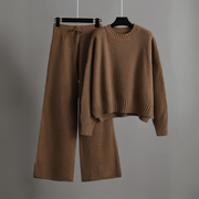 Hella Set | Dames Tweedelige Lounge Set met Trui en Wijde Broek