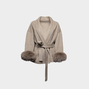 Hella Luxe | Dames Winterjas met Faux Fur en Elegante Tailleceintuur