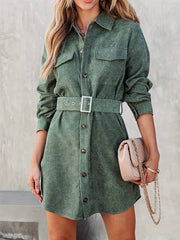 Gerdien | Mini-Jurk voor Dames – Tijdloze Elegantie met Corduroy Stof