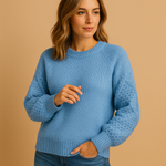 Nela gebreide damestrui | Elegante trui met ronde hals en lange mouwen