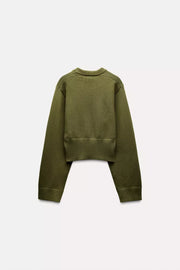 Groene Sweater | Dames gebreide trui met losvallende pasvorm en warme stof