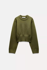 Groene Sweater | Dames gebreide trui met losvallende pasvorm en warme stof