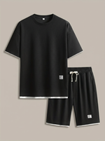 Heren Slim Fit Set – T-shirt en Korte Broek met Elastische Taille voor Casual Gebruik