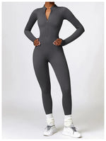 Jumpsuit dames | Lange mouwen jumpsuit met ritssluiting en flatterend silhouet