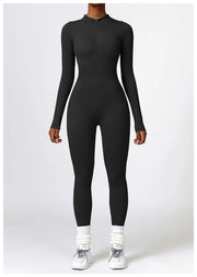 Jumpsuit dames | Lange mouwen jumpsuit met ritssluiting en flatterend silhouet