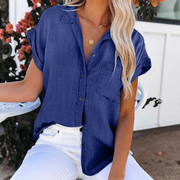Dames Slim Fit Blouse – Korte Mouwen, Geschikt voor Casual en Werkgebruik
