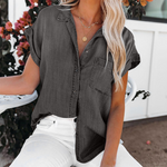 Dames Slim Fit Blouse – Korte Mouwen, Geschikt voor Casual en Werkgebruik