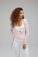 Wikkelblouse dames Roze | Lange mouwen blouse met verstelbare banden en comfortabele pasvorm