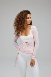 Wikkelblouse dames Roze | Lange mouwen blouse met verstelbare banden en comfortabele pasvorm