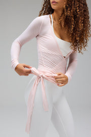 Wikkelblouse dames Roze | Lange mouwen blouse met verstelbare banden en comfortabele pasvorm