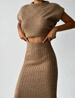 Taffy knit set dames | Gebreide feestset met cardigan en rok in elegante stijl