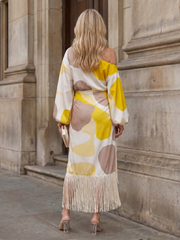 Dames Getailleerde Midi Jurk – Geschikt voor Feestelijke Gelegenheden, Met Een Schouder en Wrap Design