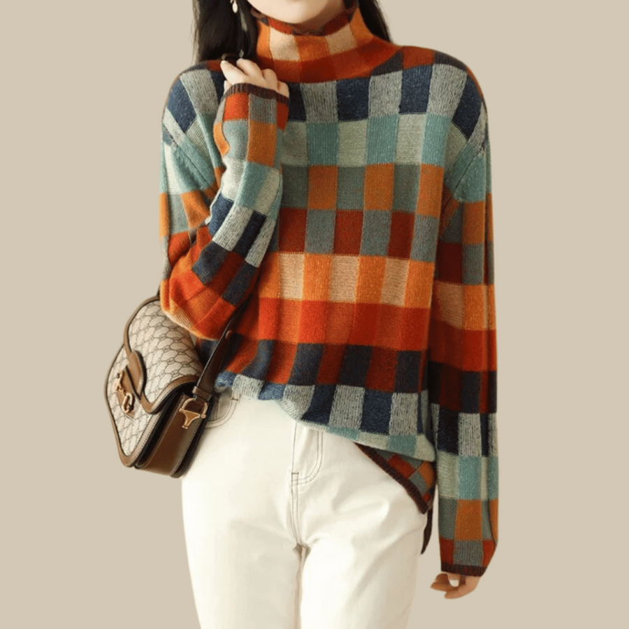 Ravel Dames Coltrui | Luxe Kasjmier trui met Patchwork Design