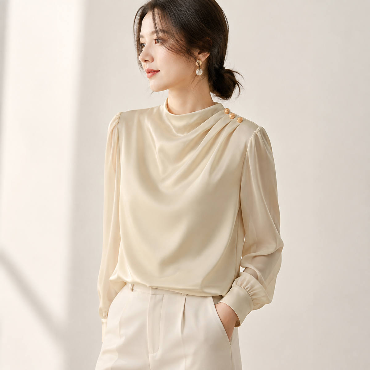 Elva - Gegolfde Blouse Dames