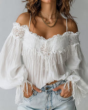 Dames Getailleerde Blouse – Met Off-Shoulder Design en Details voor Casual Gebruik