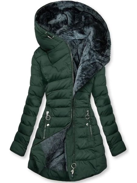 Dames Warme Lange Jas – Zwart, Gewatteerd, Ideaal voor Koude Seizoenen en Casual Outfits