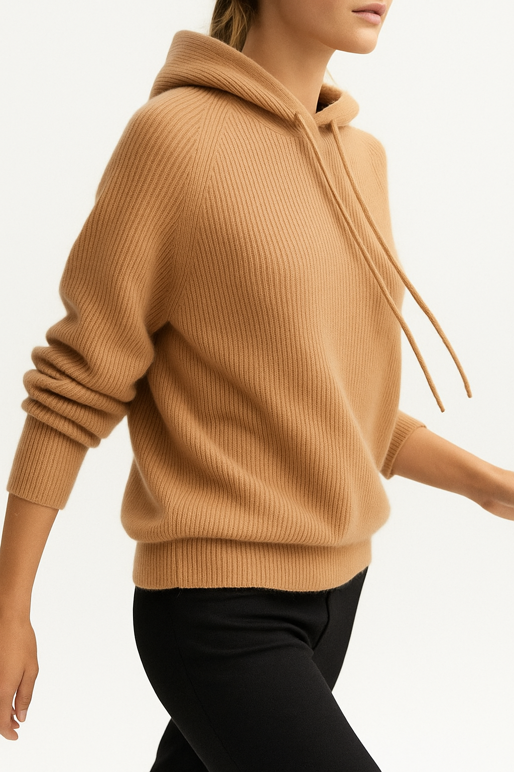 Dames Gebreide Hoodie – Trui met Capuchon, Casual Pullover voor Herfst en Winter