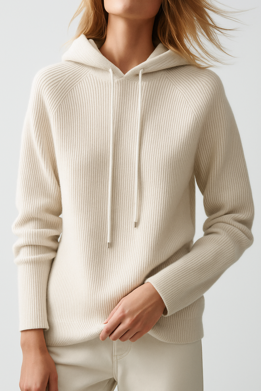 Dames Gebreide Hoodie – Trui met Capuchon, Casual Pullover voor Herfst en Winter