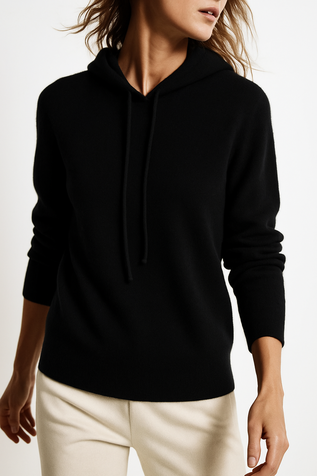 Dames Gebreide Hoodie – Trui met Capuchon, Casual Pullover voor Herfst en Winter