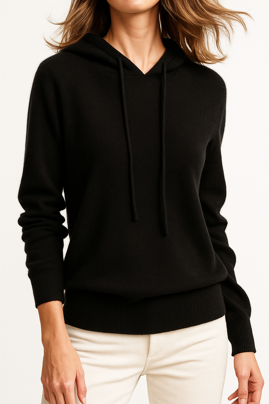 Dames Gebreide Hoodie – Trui met Capuchon, Casual Pullover voor Herfst en Winter