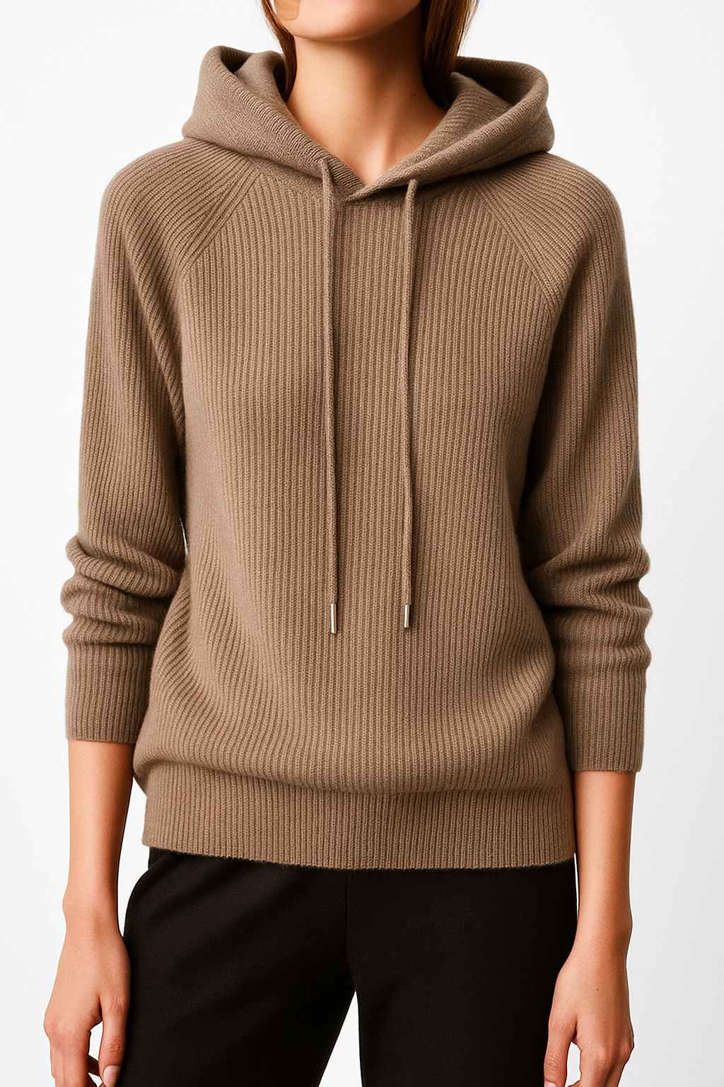 Dames Gebreide Hoodie – Trui met Capuchon, Casual Pullover voor Herfst en Winter