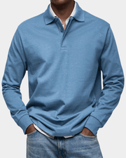 Heren Slim Fit Polo – Lange Mouwen, Geschikt voor Lente en Casual Gebruik