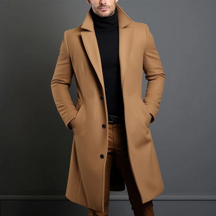Heren Winterjas Formeel Lange Jas Wollen Look