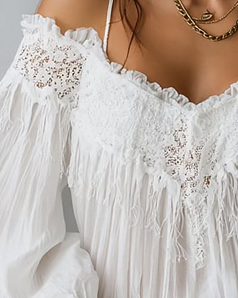 Dames Getailleerde Blouse – Met Off-Shoulder Design en Details voor Casual Gebruik