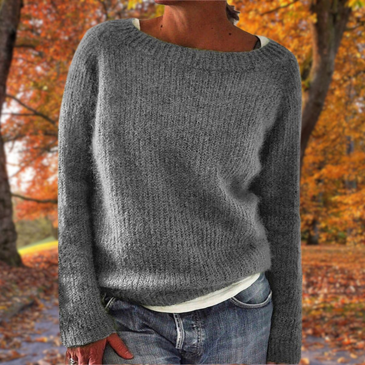 Dames Boothals Gebreide Trui – Lange mouwen, casual pullover