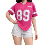 Dames Slim Fit T-shirt – Casual voor Dagelijks Gebruik, Met Varsity Print