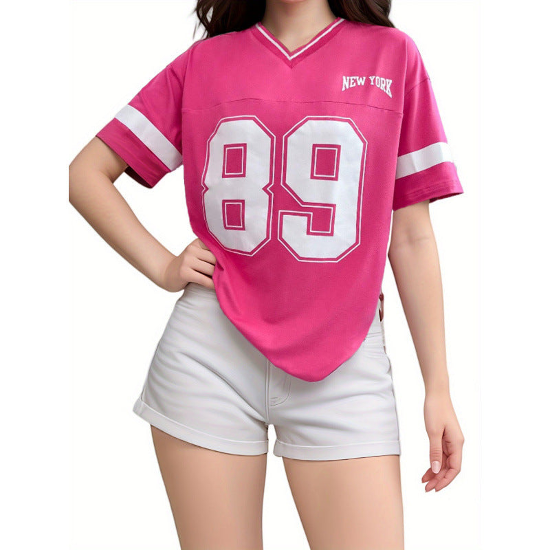 Dames Slim Fit T-shirt – Casual voor Dagelijks Gebruik, Met Varsity Print