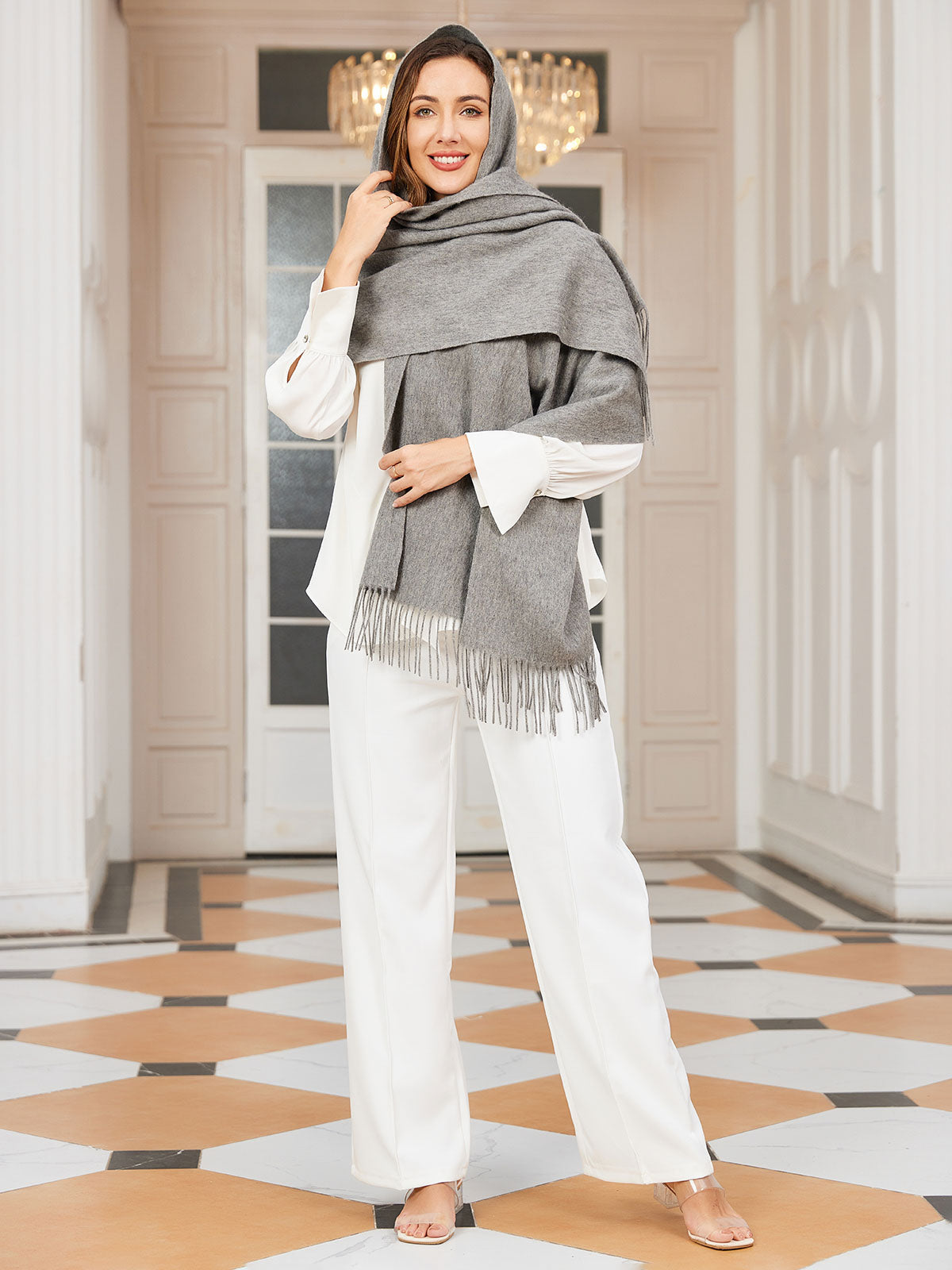 Dikra Wollen Sjaal | Dames Sjaal met Elegante Franje en Luxe Warmte