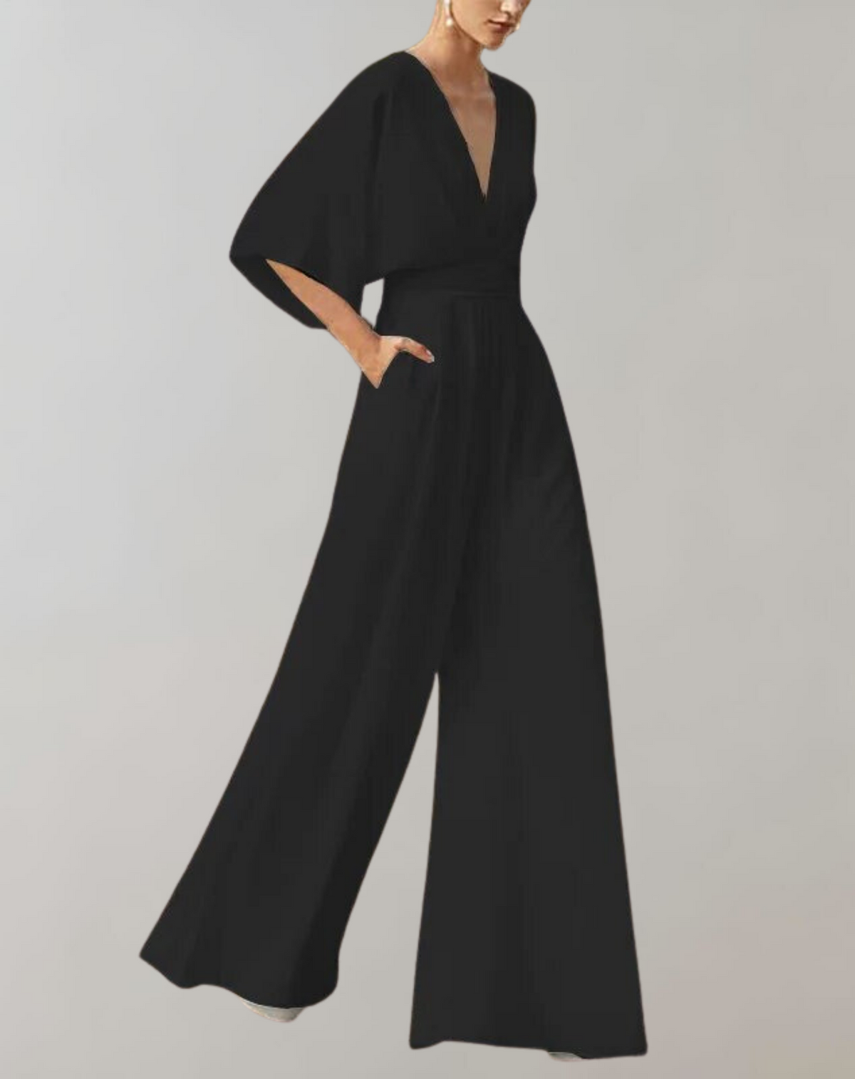 Dames Getailleerde Jumpsuit – Geschikt voor Feest en Avondkleding, Met Wijde Pijpen