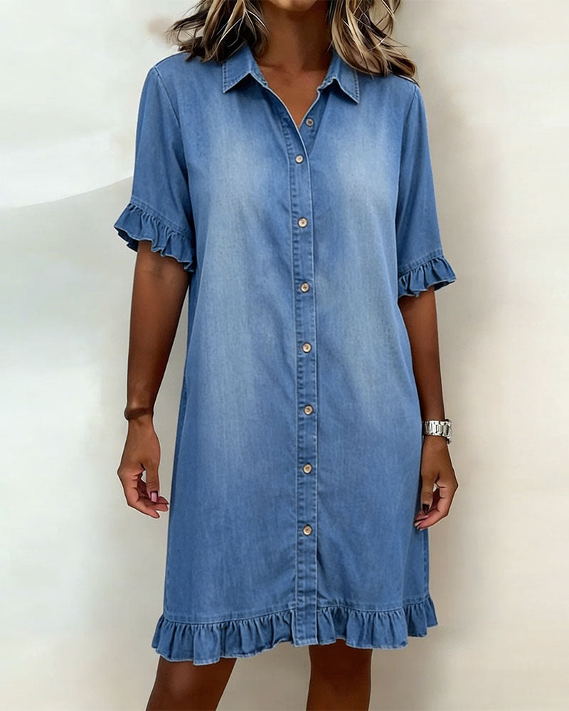 Claudia - Denimjurk met knoppen voor vrouwen